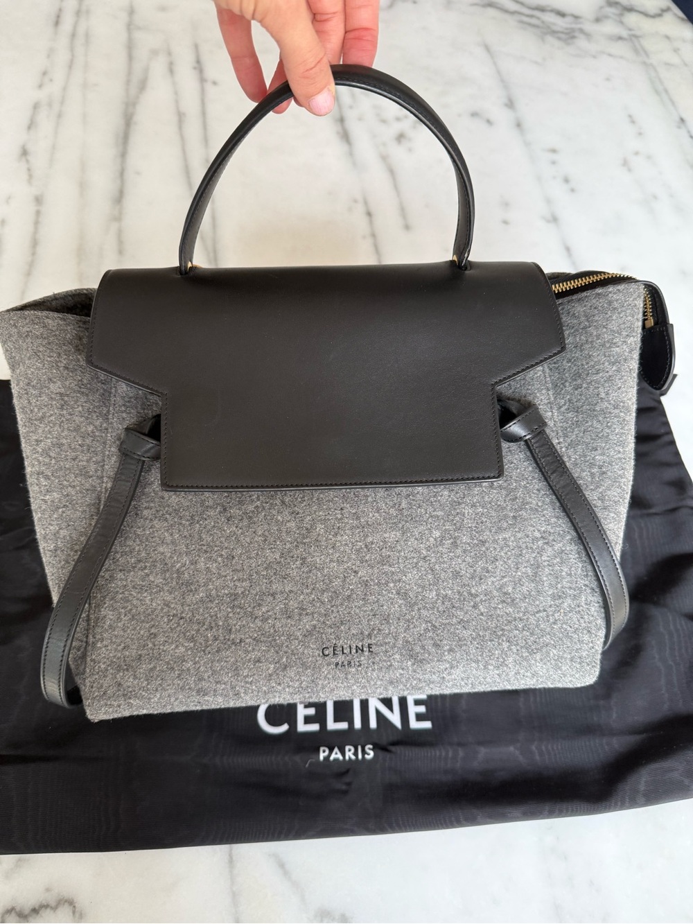 Céline Felt & Smooth Leather Gray and Black Belt Bag - Picture 4 of 8